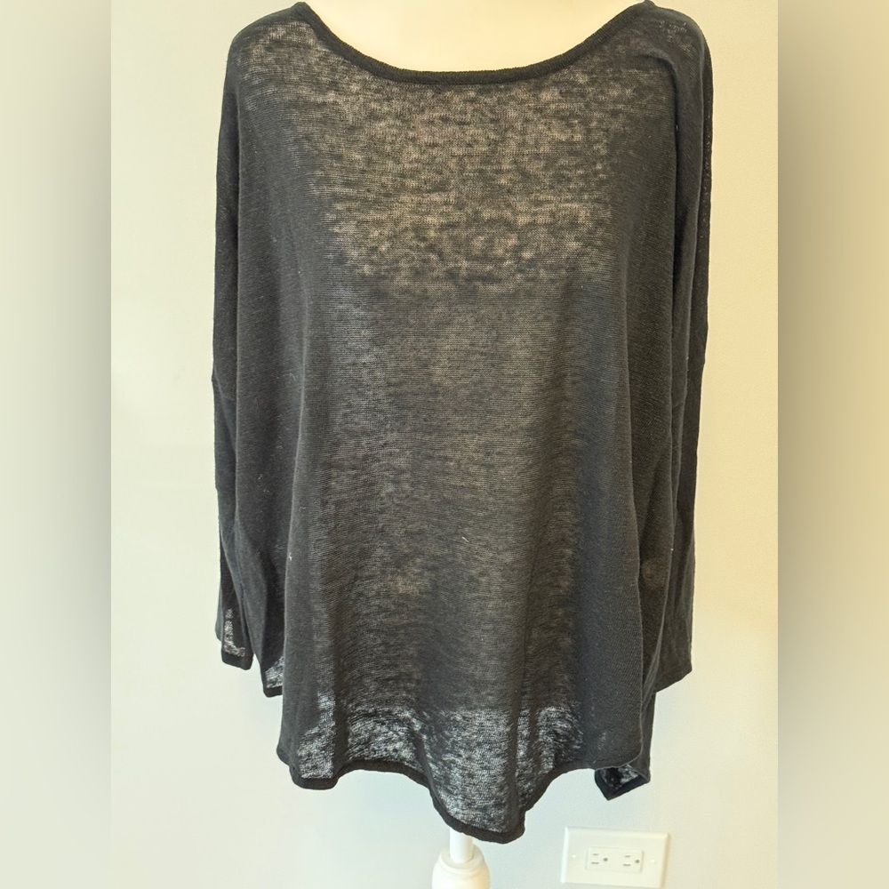 Chic Black Long Sleeve InCashmere Women's Top Sz L